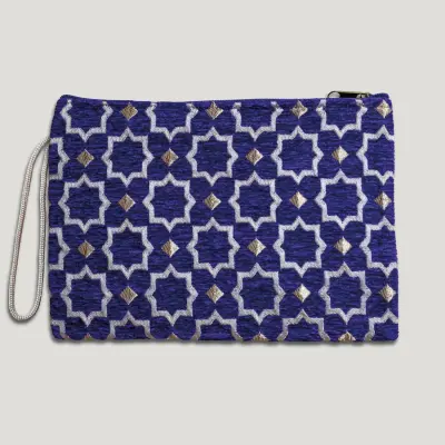 POCHETTE TISSU MAROCAIN - BRODERIE PARIS - INSPIRÉE DU MÉTRO PARISIEN - VIOLET — photo 2