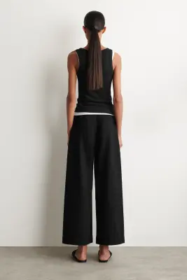 PANTACOURT LARGE EN DENIM - NOIR — photo 2