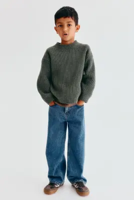 Pull en fil chenille - Vert mousse — photo 1