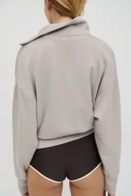 Veste de survêtement en jersey - Beige clair — photo 4