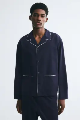 Chemise et pantalon de pyjama en coton - Bleu marine — photo 2