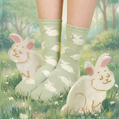 Chaussettes Lapin vert sauge – Coucou Suzette — photo 3