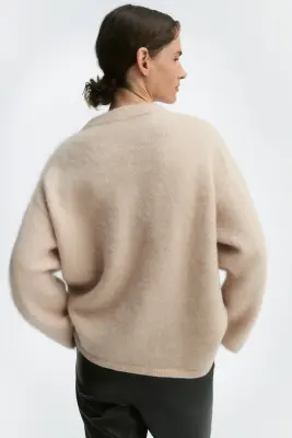 Pull oversize en mohair mélangé - Beige clair — photo 4