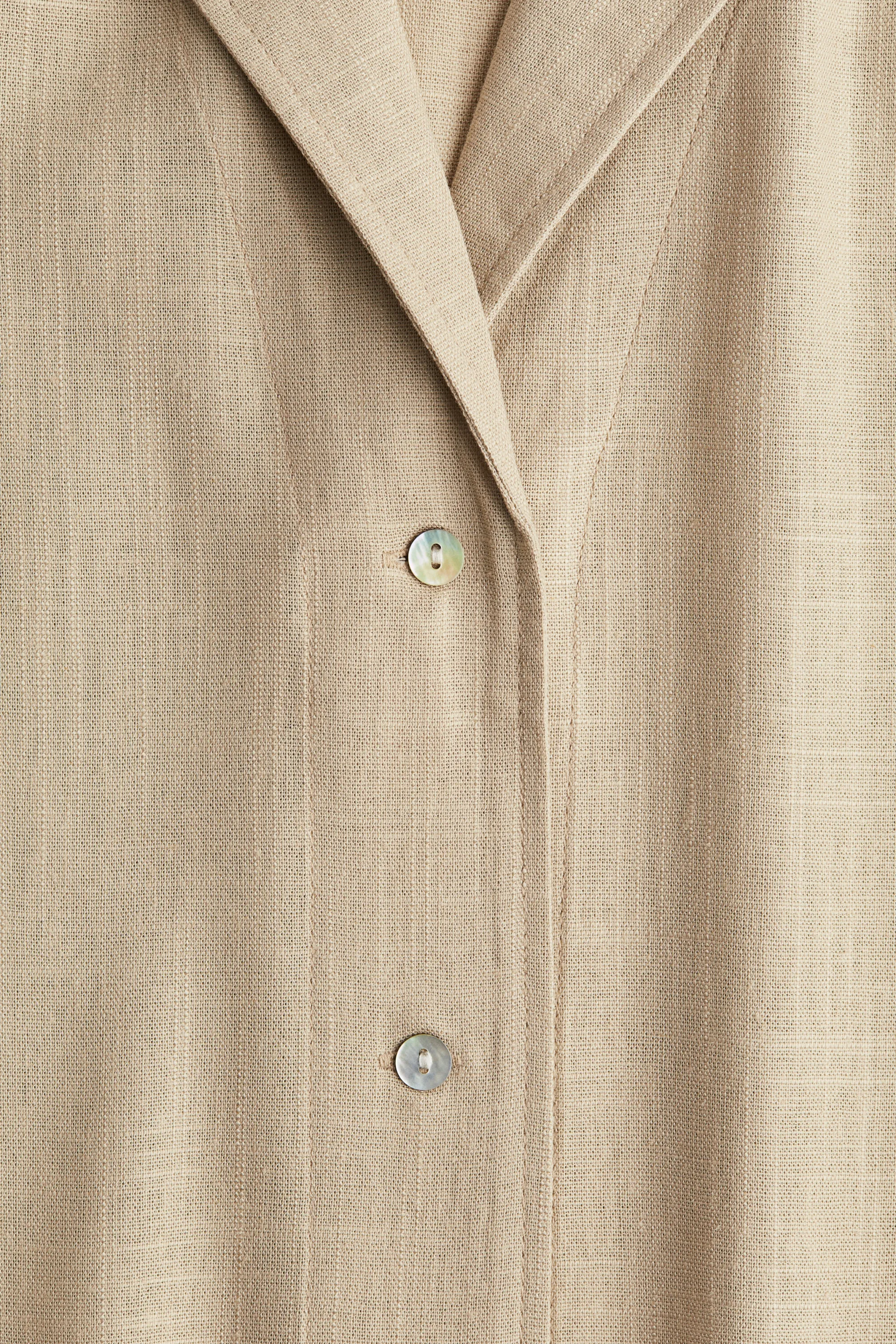 Chemise loose avec col cubain - Beige