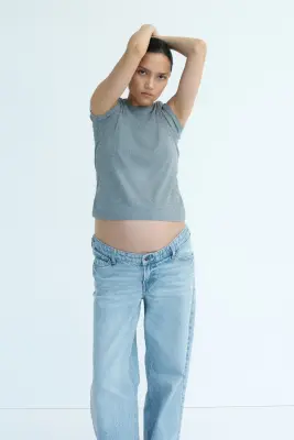 MAMA Wide Low Waist Jeans - Bleu denim — photo 1
