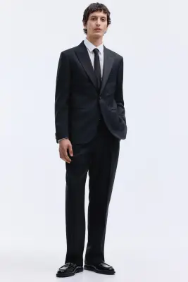 Veste de smoking Regular Fit en laine mélangée - Noir — photo 1