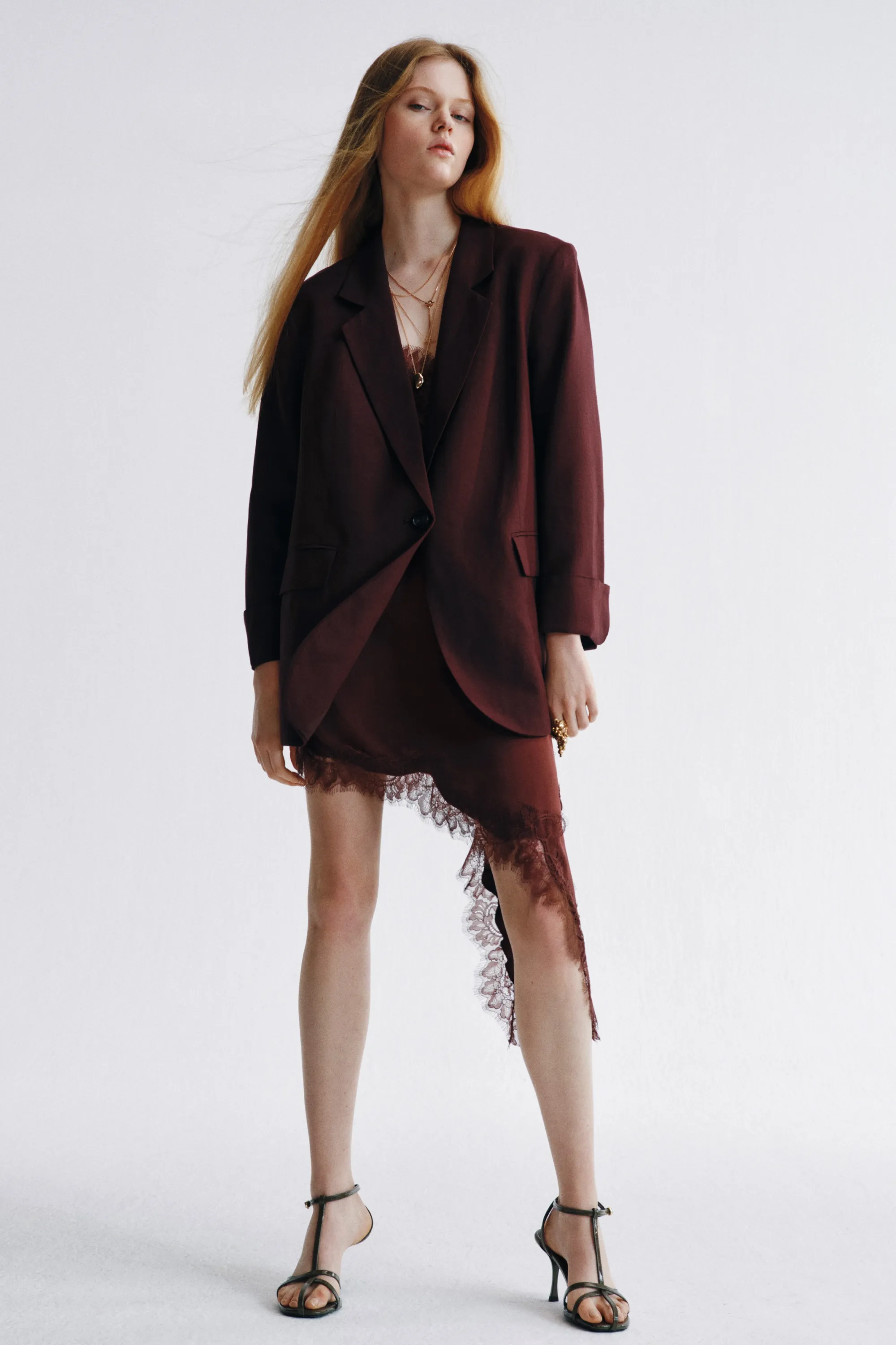 Blazer en lin mélangé - Violet prune