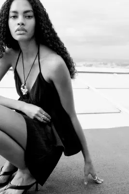 Mini short à taille smockée - Gris foncé — photo 2