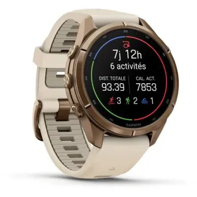 Garmin Fenix 9 Pro InReach amoled 43mm Sapphire Titane gold bracelet beige crème/gris cendré 010-04335-21 — photo 3