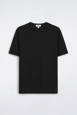 T-SHIRT À COL ROND EN COTON - NOIR — photo 1