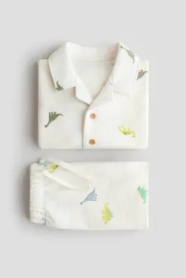 Ensemble 2 pièces en jersey de coton - Blanc/dinosaures — photo 2