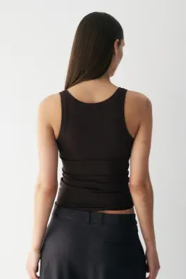 Débardeur côtelé Cooling Slim Fit - Marron foncé — photo 2
