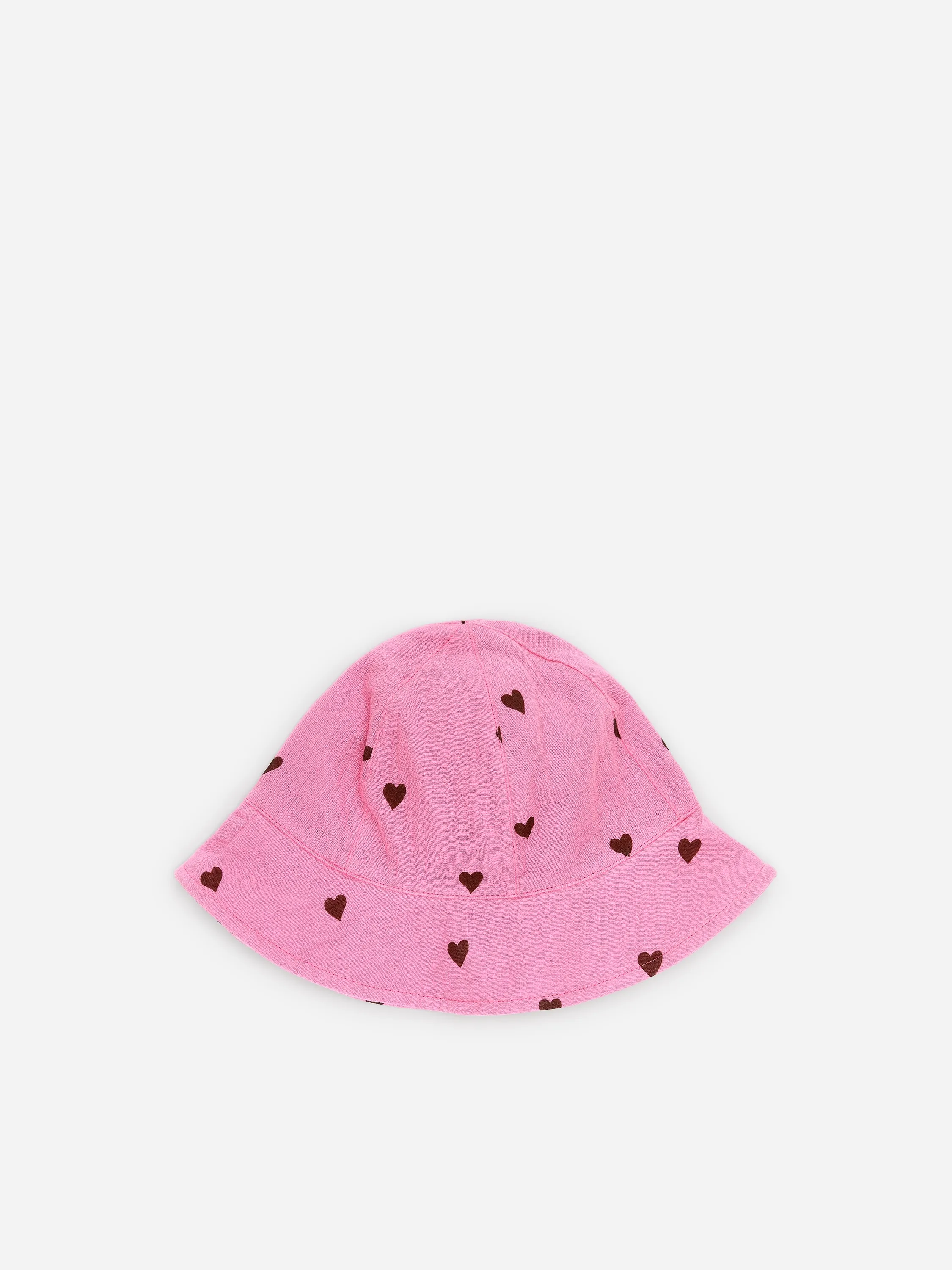 Chapeau estival en mousseline de coton - Rose/Cœurs