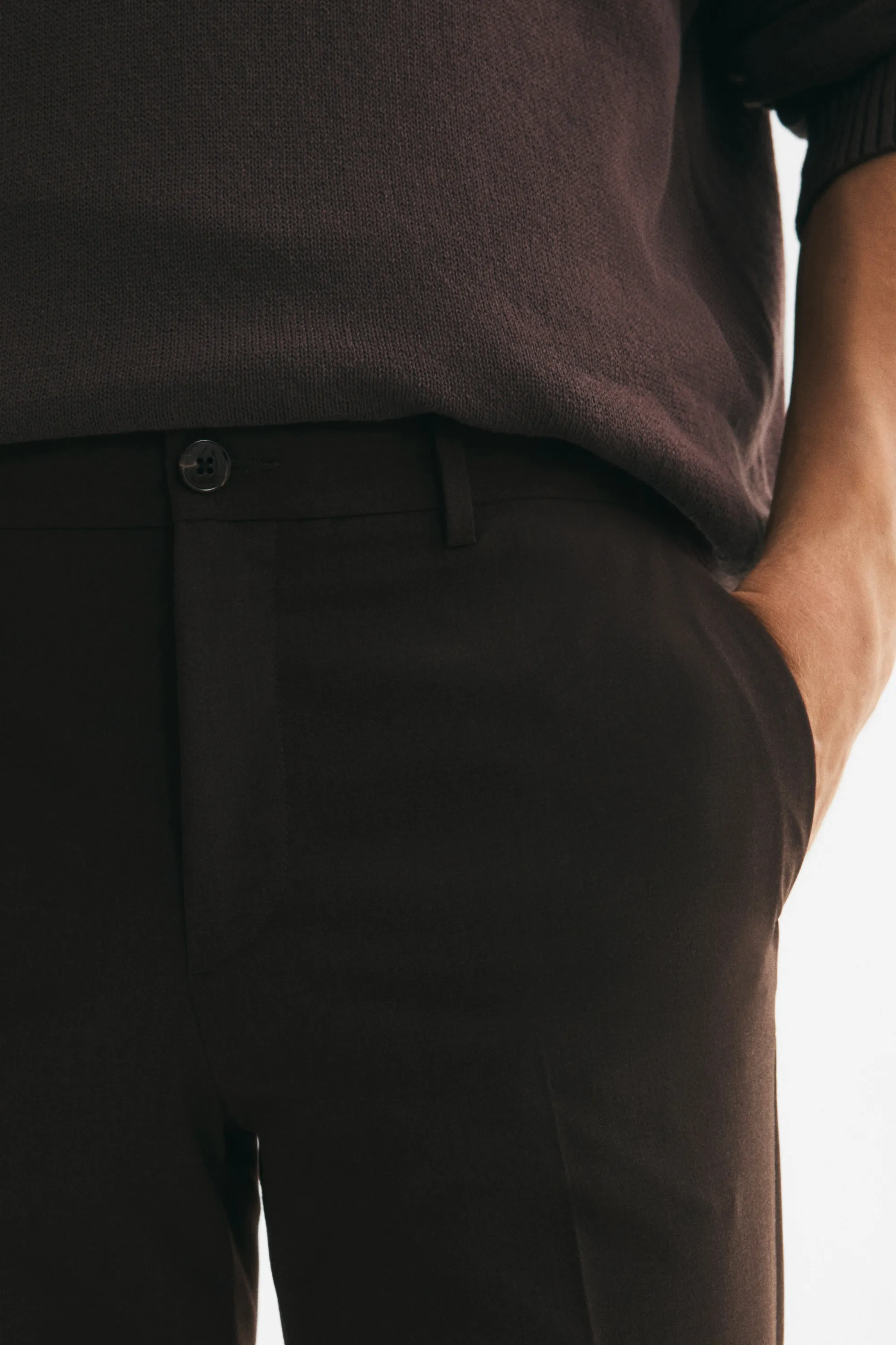 Pantalon chic Slim Fit - Marron foncé