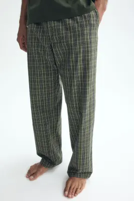 T-shirt et pantalon de pyjama - Vert kaki foncé/carreaux — photo 2
