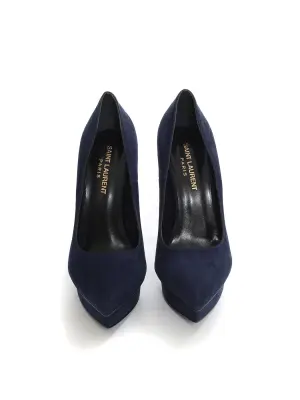 Escarpins THE JANIS plateforme et talon stiletto en suede bleu marine Prix boutique 560€ Taille 36 — photo 5