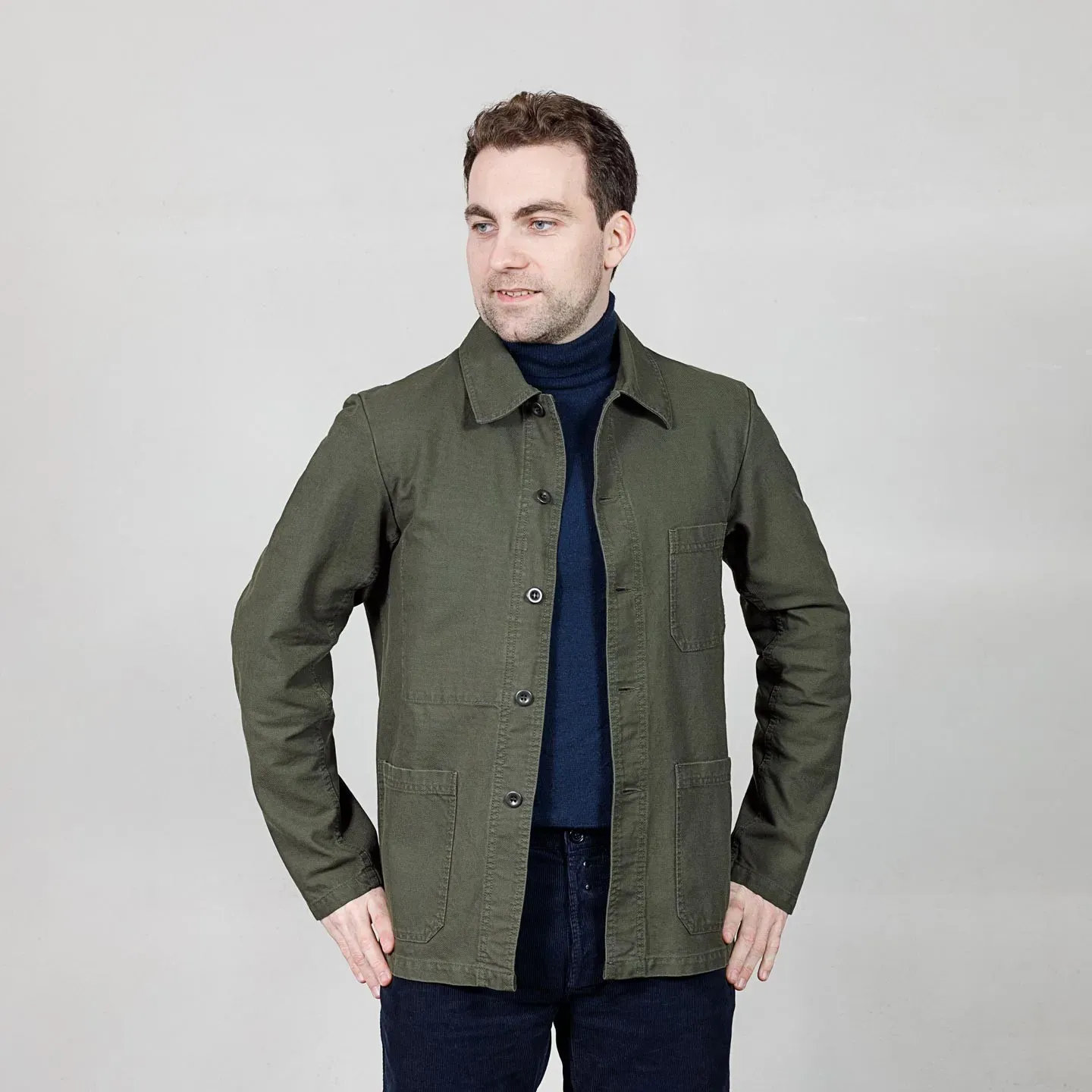 Veste de travail authentique coton bio 1G/5C - Olive