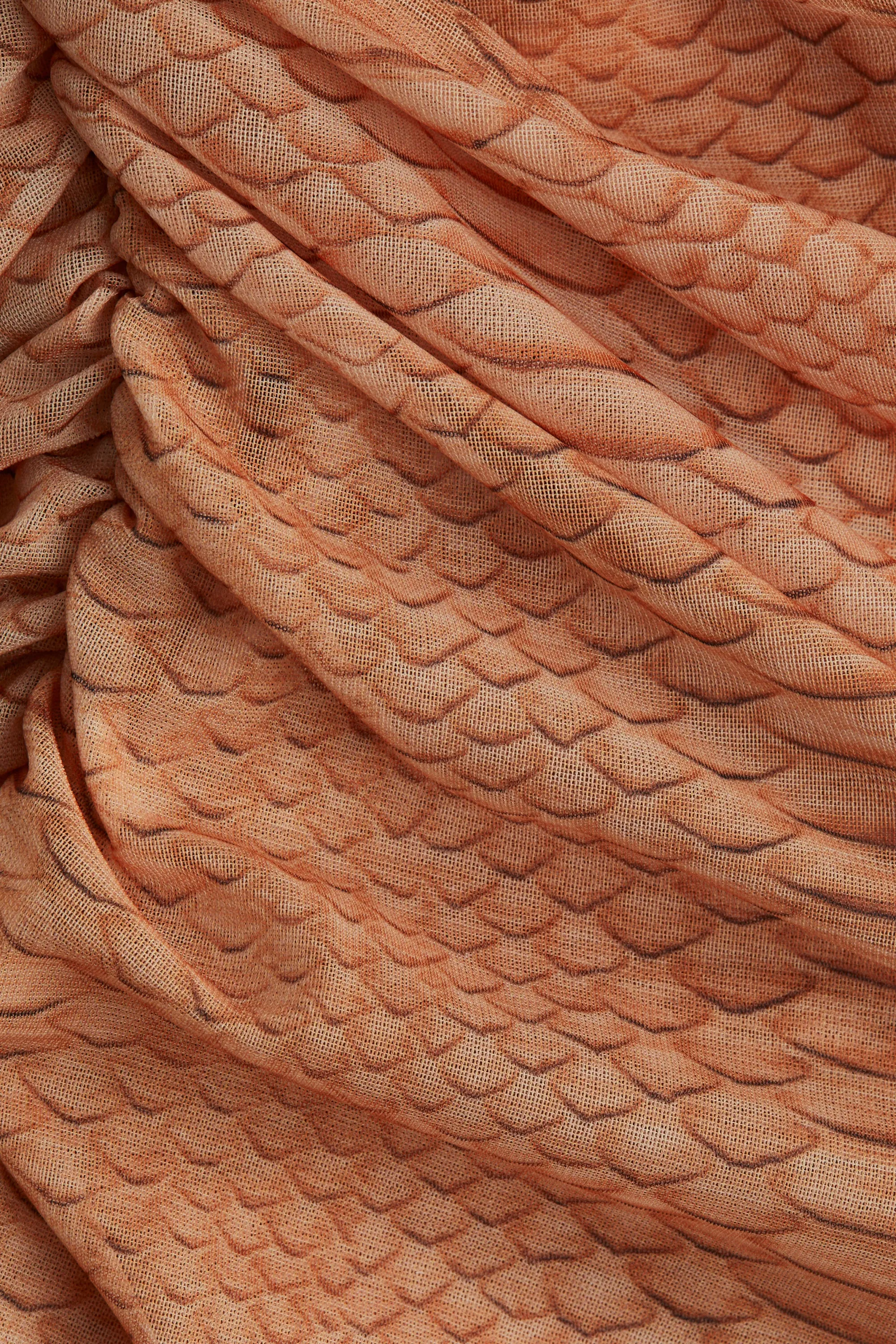 Robe en mesh à effet drapé - Beige/motif peau de serpent