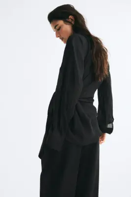 Chemise avec détail à nouer - Noir — photo 3