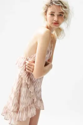 Robe volantée en mousseline - Beige clair/rose ancien — photo 2