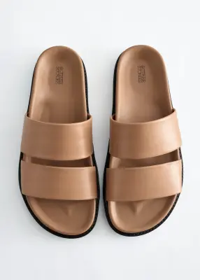 Sandales en cuir - Beige foncé — photo 3
