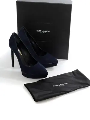 Escarpins THE JANIS plateforme et talon stiletto en suede bleu marine Prix boutique 560€ Taille 36 — photo 2