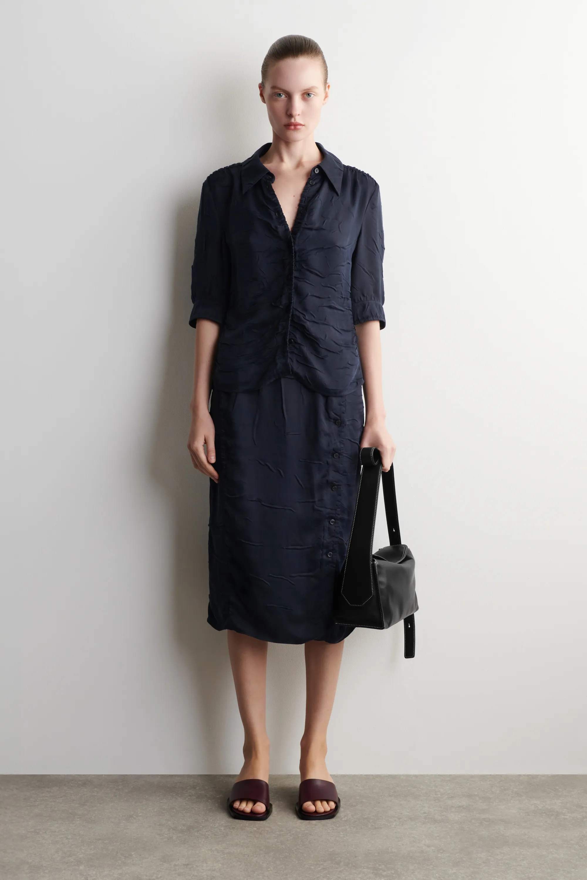 CHEMISE TEXTURÉE - BLEU MARINE