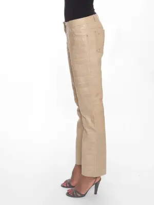 Pantalon en agneau embossé croco beige John Galliano FW 2005 Taille 36 — photo 4