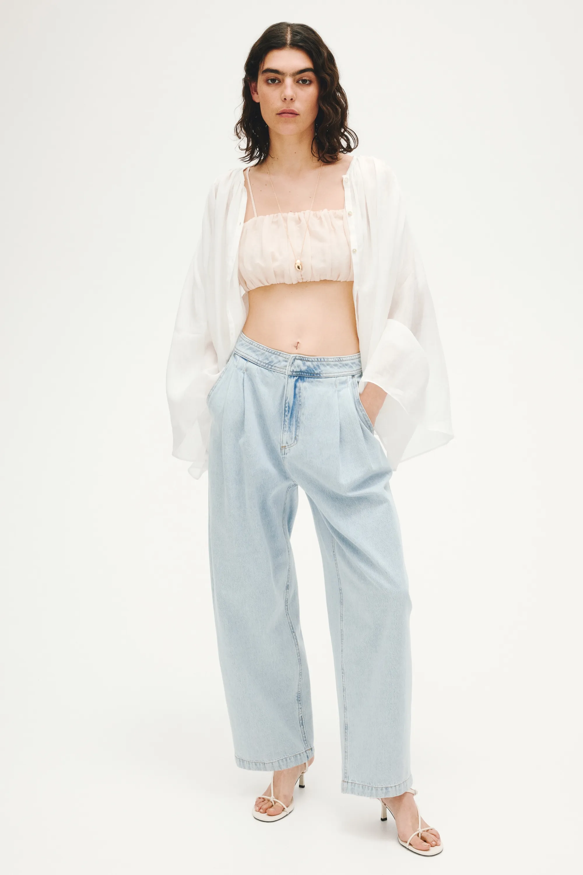 Barrel High Waist Ankle Jeans - Bleu denim clair