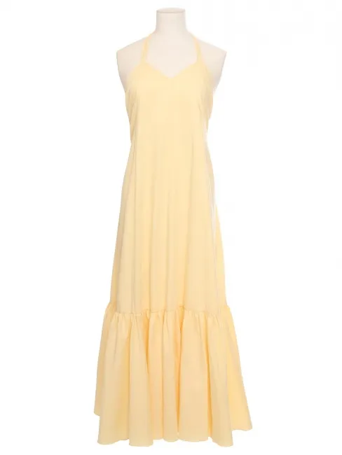 Robe longue dos nu en coton jaune pastel Retail price 500€ Taille S