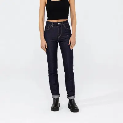 Jeans demi slim lin brut taille haute Charlie — photo 1