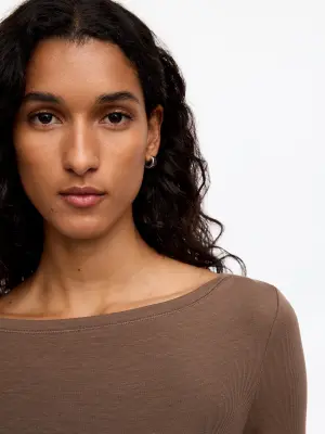 Boat-Neck Top - Taupe foncé — photo 3