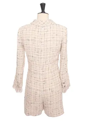 Combi-short en tweed à carreaux rose beige et gris Prix boutique 4500€ Taille XS — photo 5