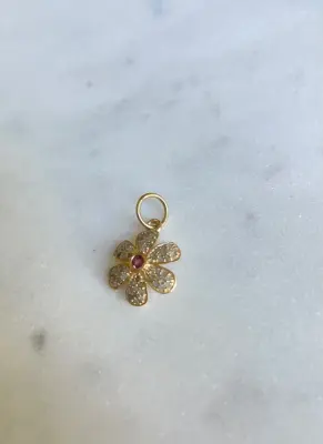 Nouveau ! ROOM SERVICE JEWELRY Pendentif  Flower Tourmaline  Diamants — photo 2