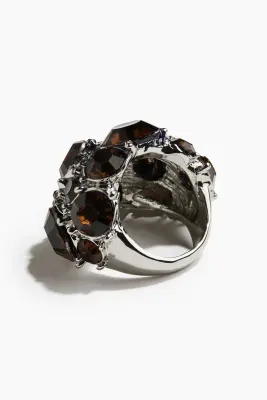 Bague d'exception à strass - Argenté/marron foncé — photo 2