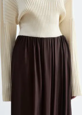 Jupe boule à effet drapé et torsadé - Marron foncé — photo 4