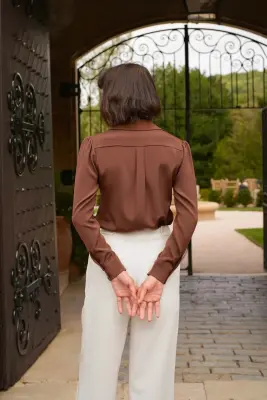 Alexandra Silk Blouse - Chocolate — photo 5