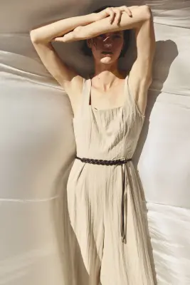 Combi-pantalon avec ceinture - Beige clair — photo 1