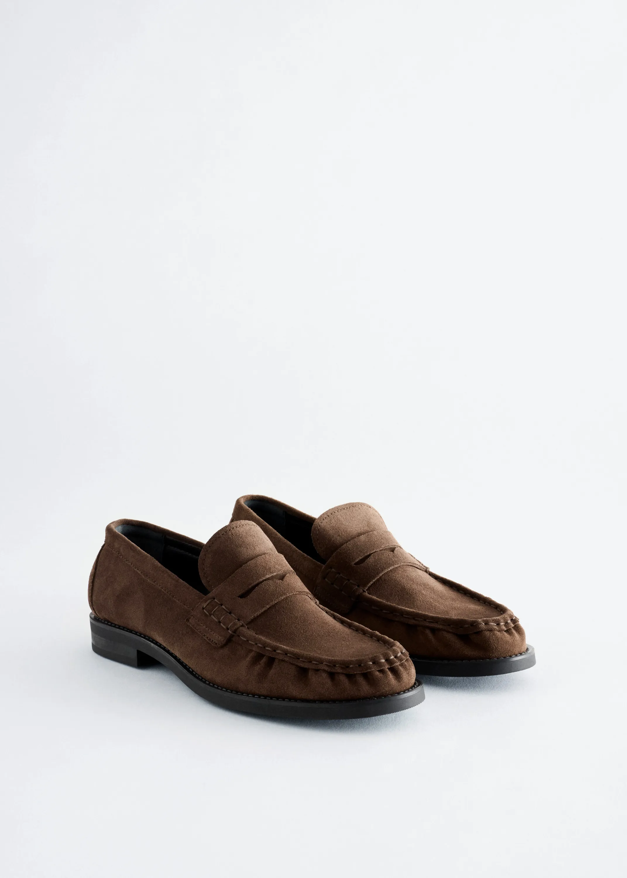 Mocassins en croûte de cuir suédé - Marron foncé