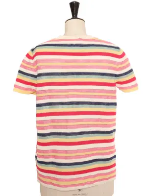 Top manches courtes en maille à rayures multicolor rouge rose jaune vert Prix boutique 1770€ Taille 40 — photo 4