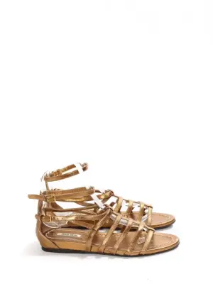 Sandales plates gladiator en cuir métallisé doré Prix boutique 550€ Taille 36 — photo 1