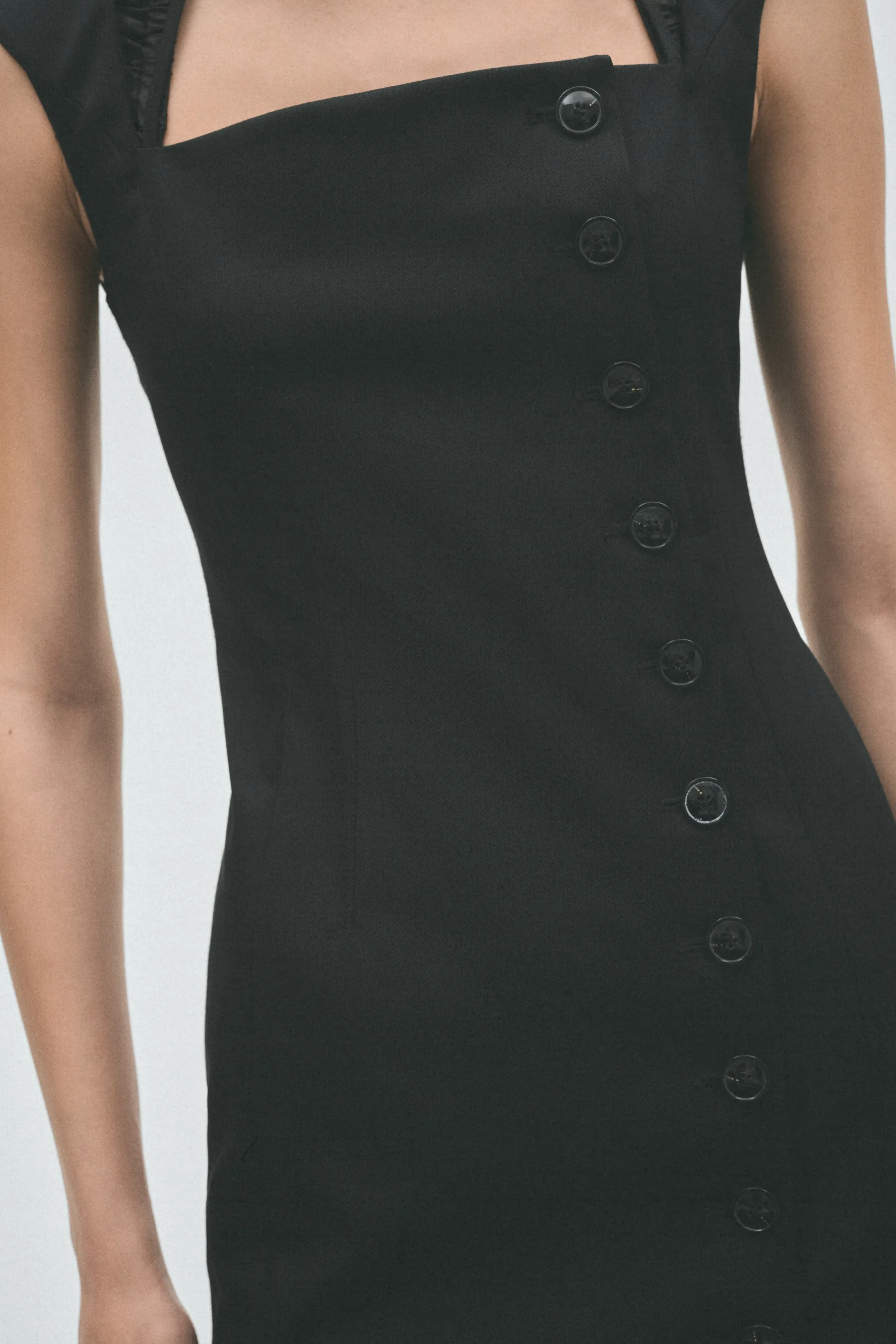 Robe à mancherons en laine mélangée - Noir