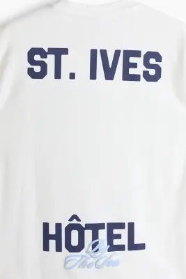 T-shirt imprimé Relaxed Fit - Blanc/St. Ives Hôtel — photo 4