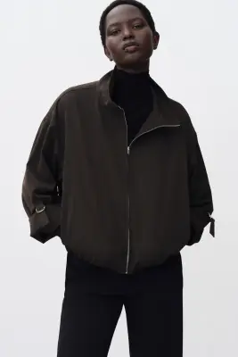 Veste oversize avec base à effet boule - Marron foncé — photo 2
