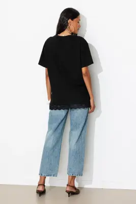 T-shirt détail dentelle Femme — photo 4