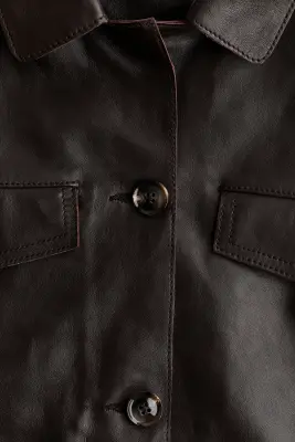 Veste en cuir - Marron foncé — photo 5