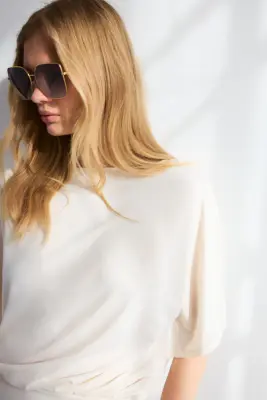 Lunettes de soleil carrées - Doré — photo 2
