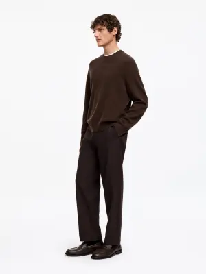 Pull en maille fine en laine - Marron — photo 2