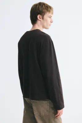 T-shirt Relaxed Fit à manches longues - Noir — photo 2