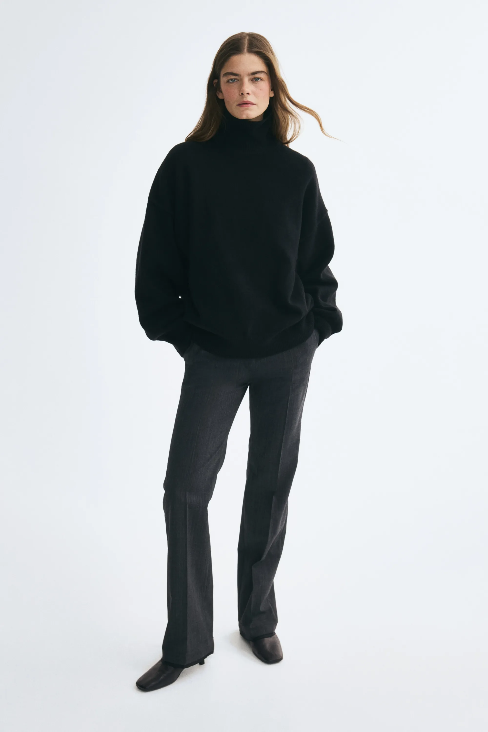 Pull oversize avec col cheminée - Noir